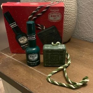 Vintage Brut Faberge 33 Splash On Lotion 3.5 OZ  & Soap On A Rope 5 OZ